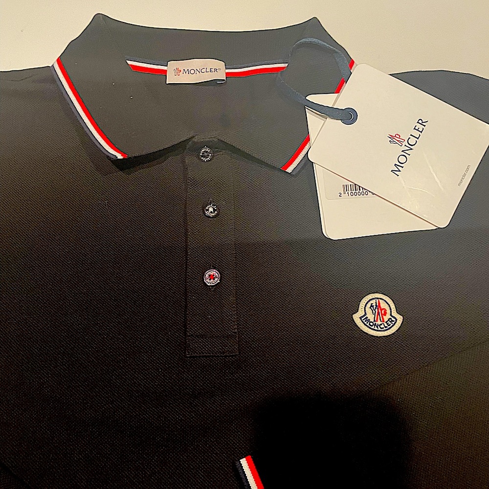Moncler Long Sleeve Polo Shirt XXL Jet Black NWT